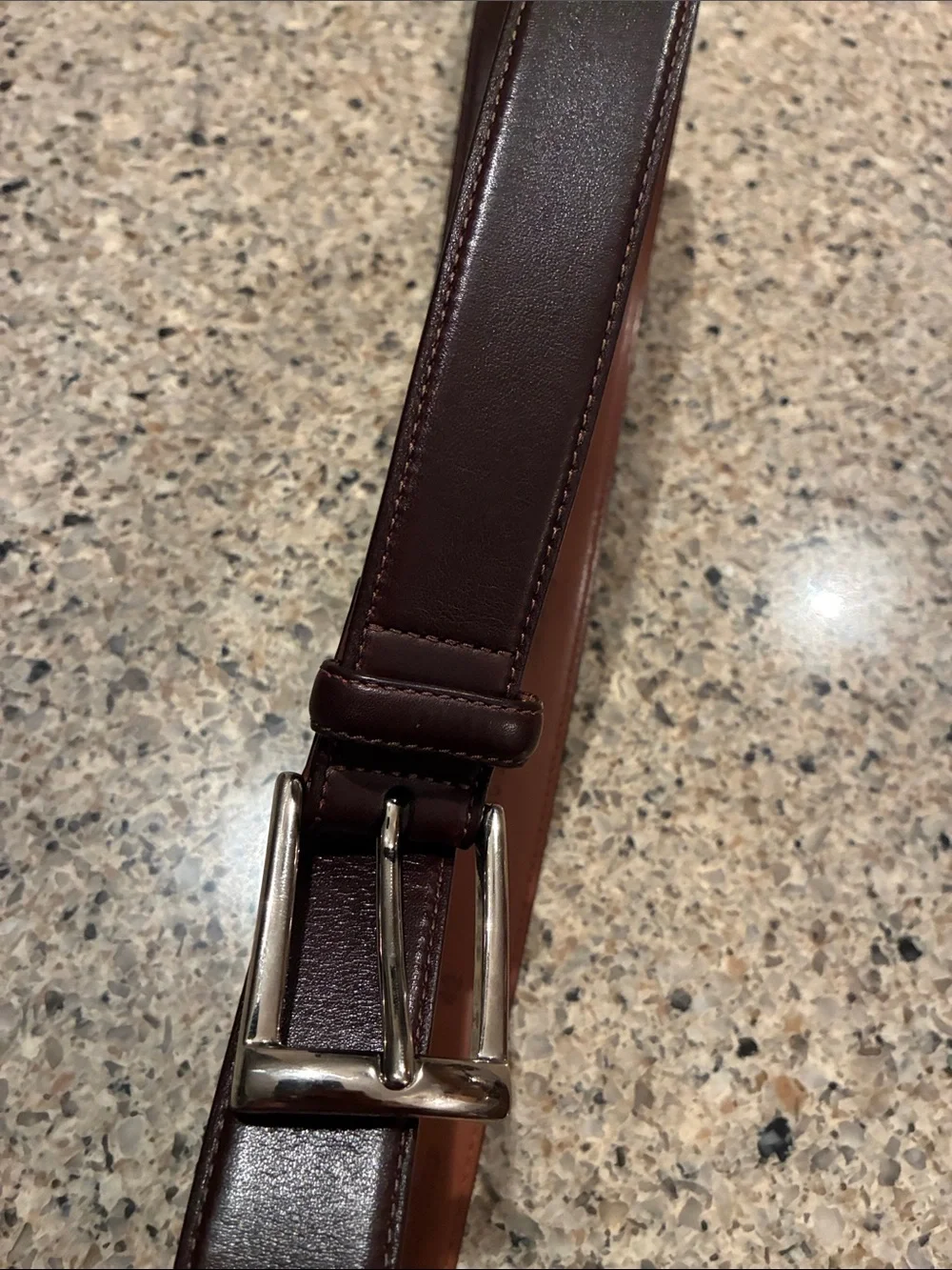 Vintage Brooks Brothers Dark Brown  Leather Belt and Silver Buckle. Italy made